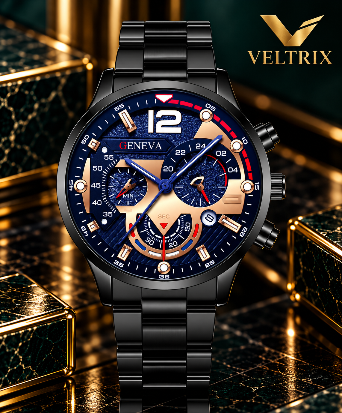 GENEVA BLACK&ROSE GOLD
