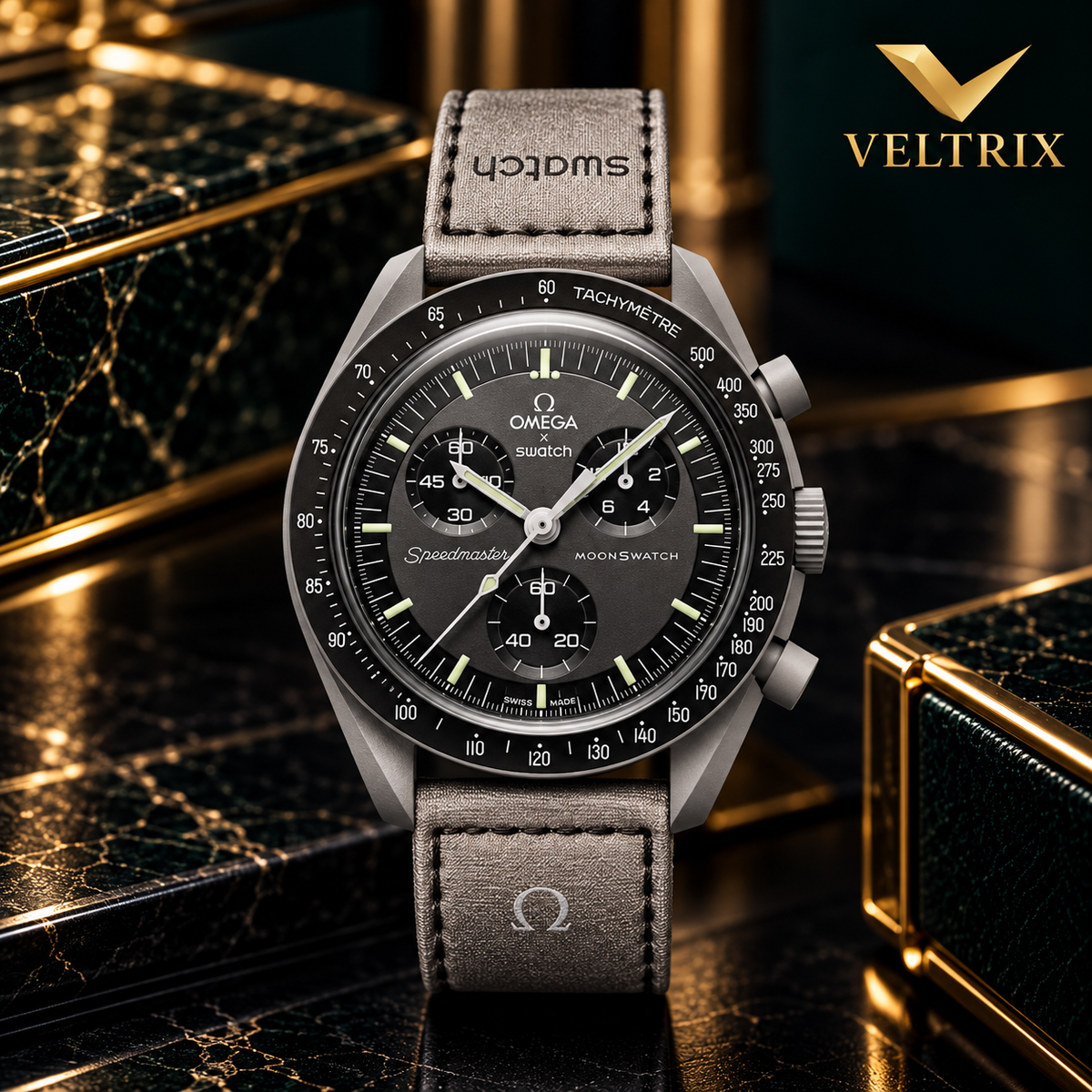 OMEGA X SWATCH BLACK&BROWN